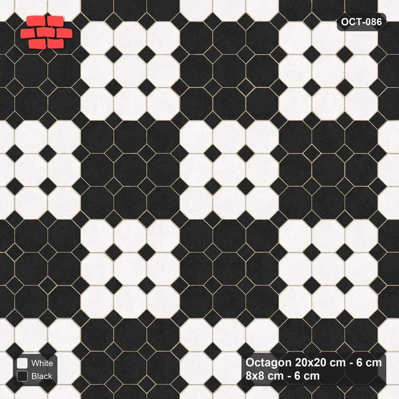 Interlock (Pasco) 20x20 cm · OCT-086 · Contrast Large Block Chequer with 8x8 Inserts · Top view Interlock (Pasco) 20x20 cm · OCT-086 · Contrast Large Block Chequer with 8x8 Inserts · Top view