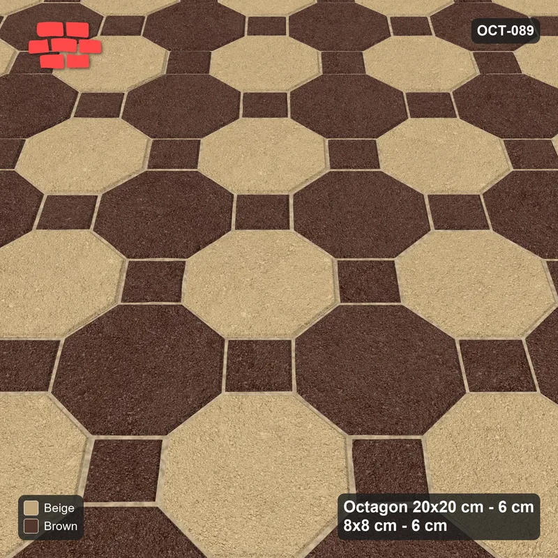 Interlock (Pasco) 20x20 cm · OCT-089 · Sandstone Octagon Chequerboard with 8x8 Inserts · Side view Interlock (Pasco) 20x20 cm · OCT-089 · Sandstone Octagon Chequerboard with 8x8 Inserts · Side view