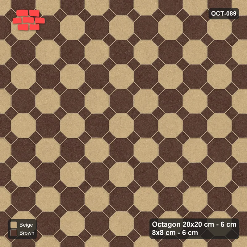 Interlock (Pasco) 20x20 cm · OCT-089 · Sandstone Octagon Chequerboard with 8x8 Inserts · Top view Interlock (Pasco) 20x20 cm · OCT-089 · Sandstone Octagon Chequerboard with 8x8 Inserts · Top view