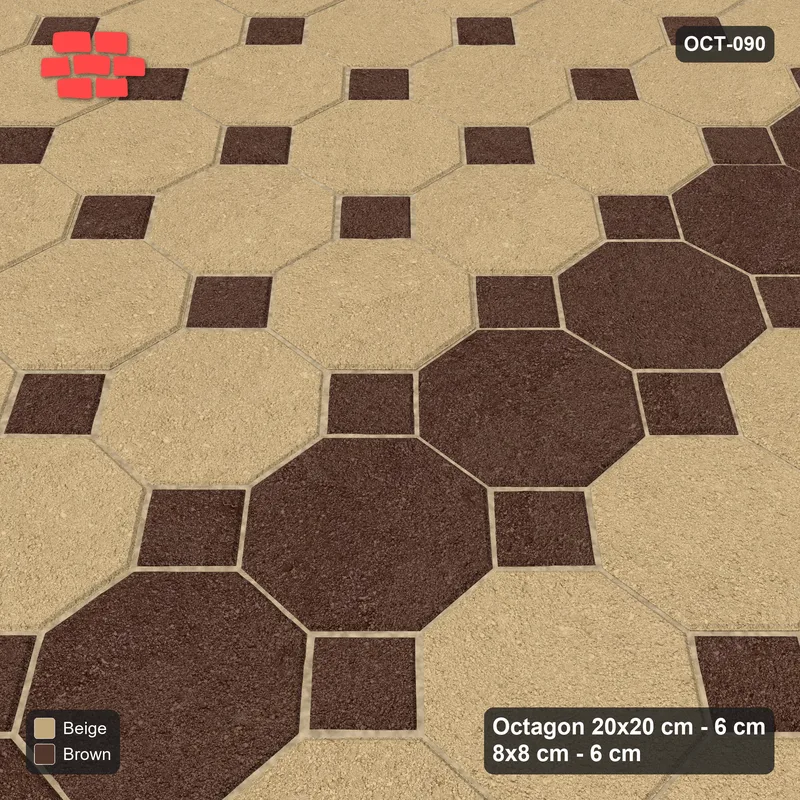Interlock (Pasco) 20x20 cm · OCT-090 · Sandstone Central Vertical Band with 8x8 Inserts, Kerb Frame · Side view Interlock (Pasco) 20x20 cm · OCT-090 · Sandstone Central Vertical Band with 8x8 Inserts, Kerb Frame · Side view