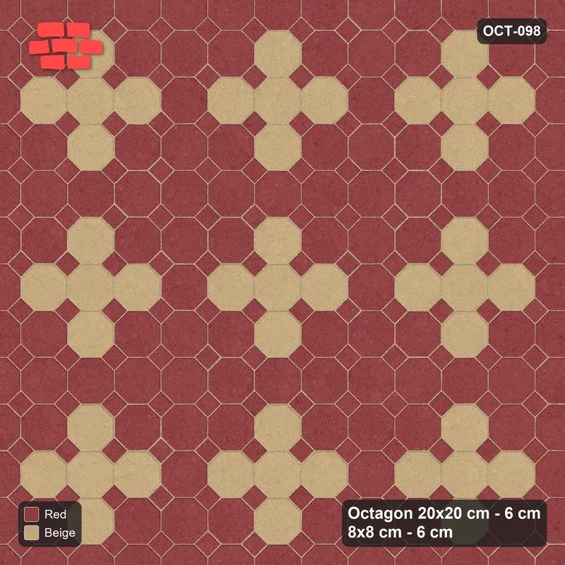 Interlock (Pasco) 20x20 cm · OCT-098 · Terracotta Flower Cluster Field with 8x8 Inserts · Top view Interlock (Pasco) 20x20 cm · OCT-098 · Terracotta Flower Cluster Field with 8x8 Inserts · Top view