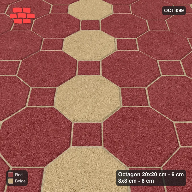 Interlock (Pasco) 20x20 cm · OCT-099 · Terracotta Diagonal Lattice with 8x8 Inserts, Kerb Frame · Side view Interlock (Pasco) 20x20 cm · OCT-099 · Terracotta Diagonal Lattice with 8x8 Inserts, Kerb Frame · Side view