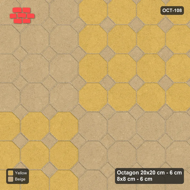 Interlock (Pasco) 20x20 cm · OCT-108 · Desert Sun Quartered Field with 8x8 Inserts, Kerb Frame · Top view Interlock (Pasco) 20x20 cm · OCT-108 · Desert Sun Quartered Field with 8x8 Inserts, Kerb Frame · Top view