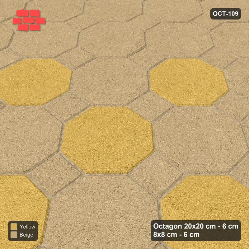 Interlock (Pasco) 20x20 cm · OCT-109 · Desert Sun Chequer with Deep Border on the Diagonal with 8x8 Inserts, Kerb Frame · Side view Interlock (Pasco) 20x20 cm · OCT-109 · Desert Sun Chequer with Deep Border on the Diagonal with 8x8 Inserts, Kerb Frame · Side view
