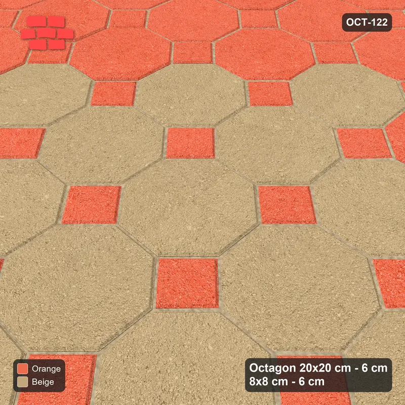Interlock (Pasco) 20x20 cm · OCT-122 · Clay Court Grand Diamond Clusters with 8x8 Inserts · Side view Interlock (Pasco) 20x20 cm · OCT-122 · Clay Court Grand Diamond Clusters with 8x8 Inserts · Side view