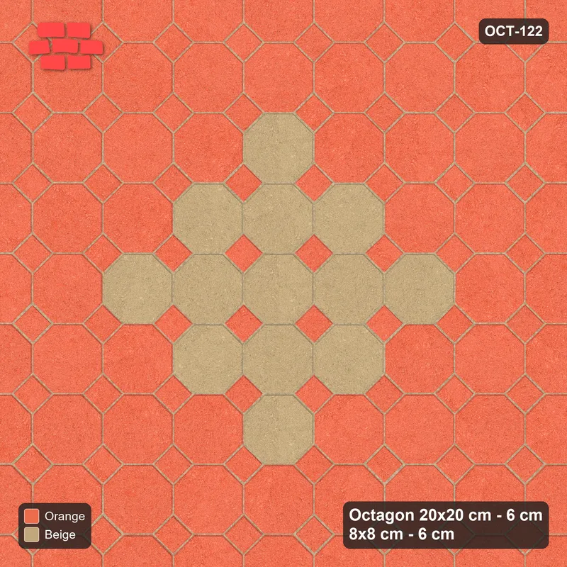Interlock (Pasco) 20x20 cm · OCT-122 · Clay Court Grand Diamond Clusters with 8x8 Inserts · Top view Interlock (Pasco) 20x20 cm · OCT-122 · Clay Court Grand Diamond Clusters with 8x8 Inserts · Top view