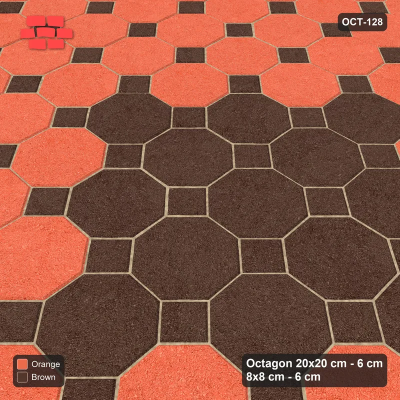 Interlock (Pasco) 20x20 cm · OCT-128 · Burnt Clay Grand Diamond Clusters with 8x8 Inserts · Side view Interlock (Pasco) 20x20 cm · OCT-128 · Burnt Clay Grand Diamond Clusters with 8x8 Inserts · Side view