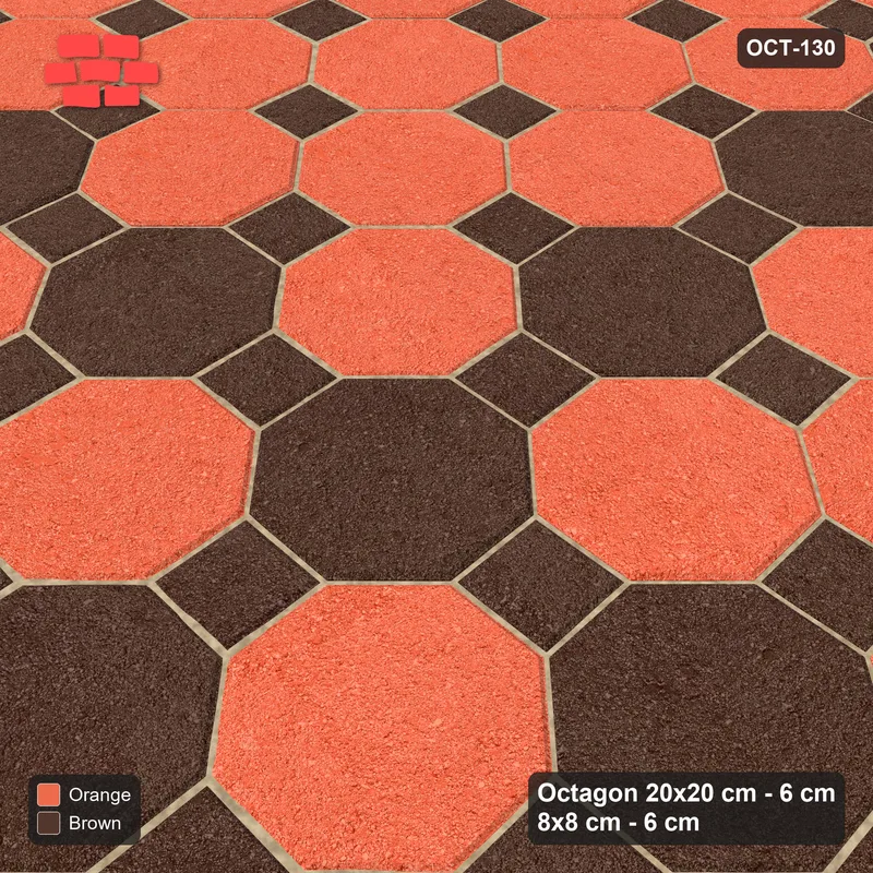 Interlock (Pasco) 20x20 cm · OCT-130 · Burnt Clay Saltire Feature on the Diagonal with 8x8 Inserts, Kerb Frame · Side view Interlock (Pasco) 20x20 cm · OCT-130 · Burnt Clay Saltire Feature on the Diagonal with 8x8 Inserts, Kerb Frame · Side view