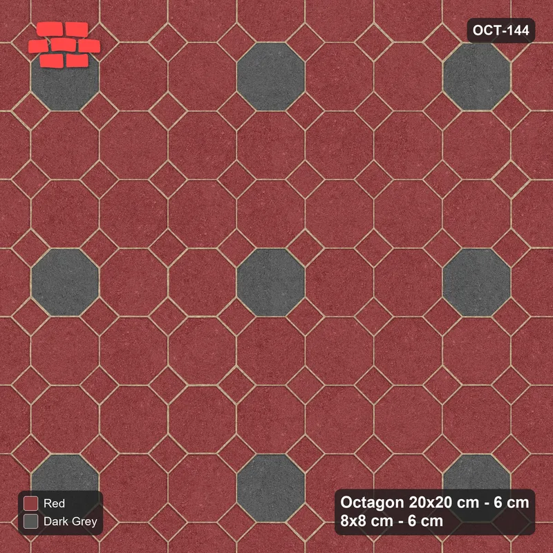 Interlock (Pasco) 20x20 cm · OCT-144 · Rust & Charcoal Accent Dot Grid with 8x8 Inserts, Kerb Frame · Top view Interlock (Pasco) 20x20 cm · OCT-144 · Rust & Charcoal Accent Dot Grid with 8x8 Inserts, Kerb Frame · Top view