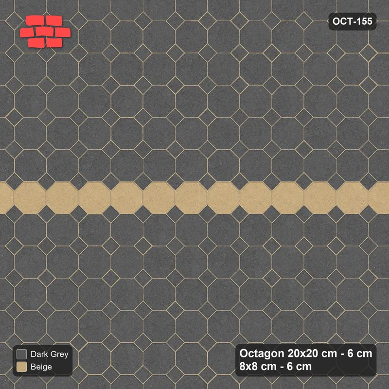Interlock (Pasco) 20x20 cm · OCT-155 · Stone & Earth Central Feature Band with 8x8 Inserts · Top view Interlock (Pasco) 20x20 cm · OCT-155 · Stone & Earth Central Feature Band with 8x8 Inserts · Top view