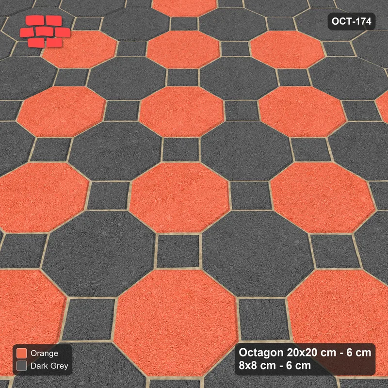 Interlock (Pasco) 20x20 cm · OCT-174 · Ember Chequer with Deep Border with 8x8 Inserts, Kerb Frame · Side view Interlock (Pasco) 20x20 cm · OCT-174 · Ember Chequer with Deep Border with 8x8 Inserts, Kerb Frame · Side view