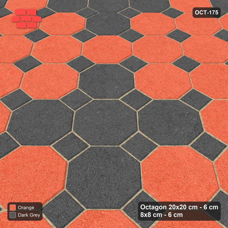 Interlock (Pasco) 20x20 cm · OCT-175 · Ember Flower Cluster Field on the Diagonal with 8x8 Inserts · Side view Interlock (Pasco) 20x20 cm · OCT-175 · Ember Flower Cluster Field on the Diagonal with 8x8 Inserts · Side view