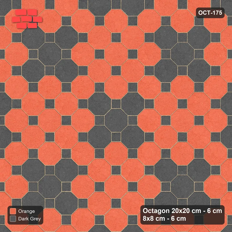 Interlock (Pasco) 20x20 cm · OCT-175 · Ember Flower Cluster Field on the Diagonal with 8x8 Inserts · Top view Interlock (Pasco) 20x20 cm · OCT-175 · Ember Flower Cluster Field on the Diagonal with 8x8 Inserts · Top view
