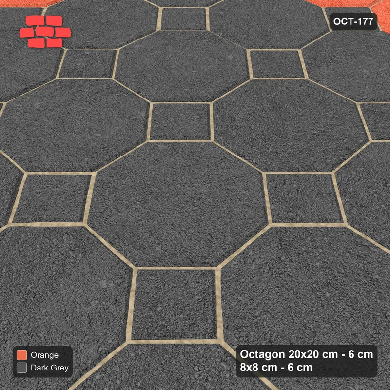 Interlock (Pasco) 20x20 cm · OCT-177 · Ember Square Medallion with 8x8 Inserts, Kerb Frame · Side view Interlock (Pasco) 20x20 cm · OCT-177 · Ember Square Medallion with 8x8 Inserts, Kerb Frame · Side view