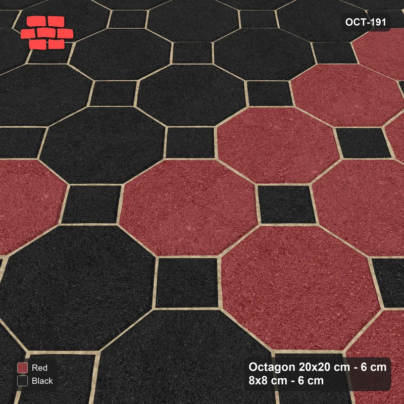 Interlock (Pasco) 20x20 cm · OCT-191 · Red & Black Quartered Field with 8x8 Inserts · Side view Interlock (Pasco) 20x20 cm · OCT-191 · Red & Black Quartered Field with 8x8 Inserts · Side view