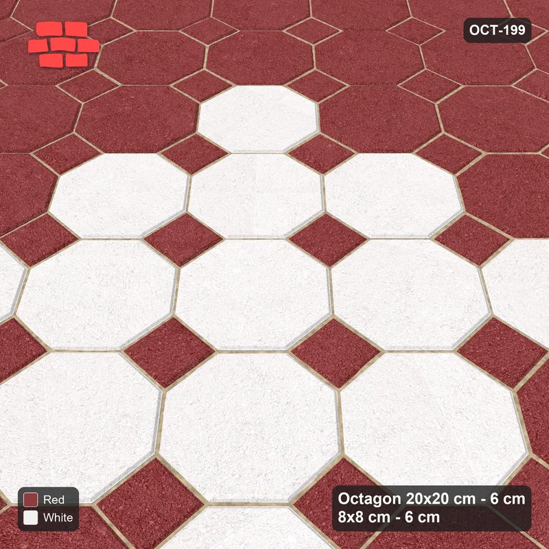 Interlock (Pasco) 20x20 cm · OCT-199 · Burgundy & Ivory Grand Diamond Clusters on the Diagonal with 8x8 Inserts · Side view Interlock (Pasco) 20x20 cm · OCT-199 · Burgundy & Ivory Grand Diamond Clusters on the Diagonal with 8x8 Inserts · Side view
