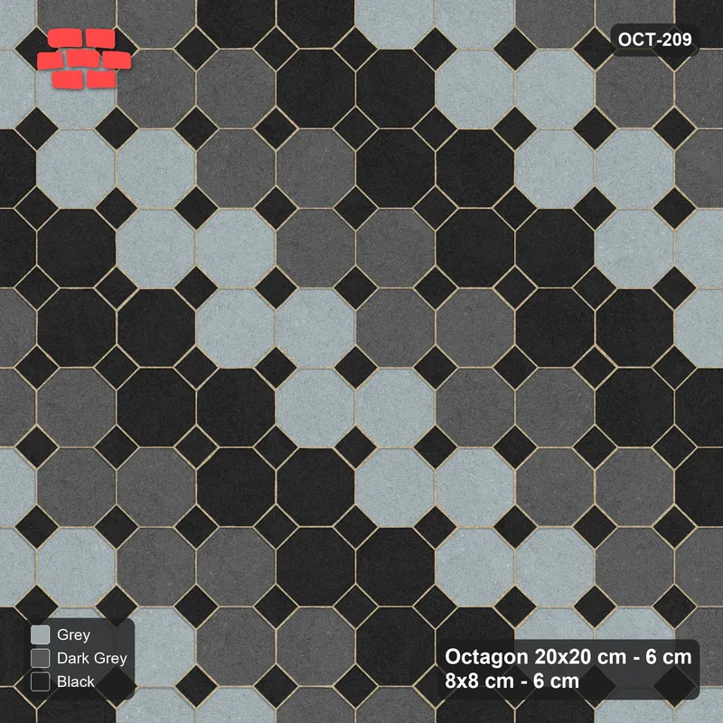 Interlock (Pasco) 20x20 cm · OCT-209 · Graphite Scale Three-Tone Steps with 8x8 Inserts · Top view Interlock (Pasco) 20x20 cm · OCT-209 · Graphite Scale Three-Tone Steps with 8x8 Inserts · Top view