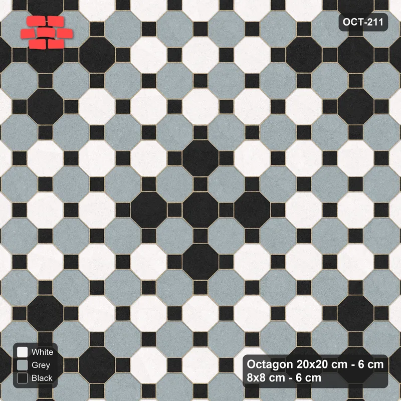 Interlock (Pasco) 20x20 cm · OCT-211 · Tuxedo Chequer with Cluster Accents on the Diagonal with 8x8 Inserts · Top view Interlock (Pasco) 20x20 cm · OCT-211 · Tuxedo Chequer with Cluster Accents on the Diagonal with 8x8 Inserts · Top view