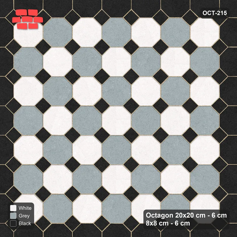 Interlock (Pasco) 20x20 cm · OCT-215 · Tuxedo Chequer with Accent Border with 8x8 Inserts · Top view Interlock (Pasco) 20x20 cm · OCT-215 · Tuxedo Chequer with Accent Border with 8x8 Inserts · Top view