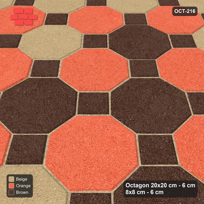 Interlock (Pasco) 20x20 cm · OCT-216 · Autumn Chequer with Cluster Accents with 8x8 Inserts, Kerb Frame · Side view Interlock (Pasco) 20x20 cm · OCT-216 · Autumn Chequer with Cluster Accents with 8x8 Inserts, Kerb Frame · Side view