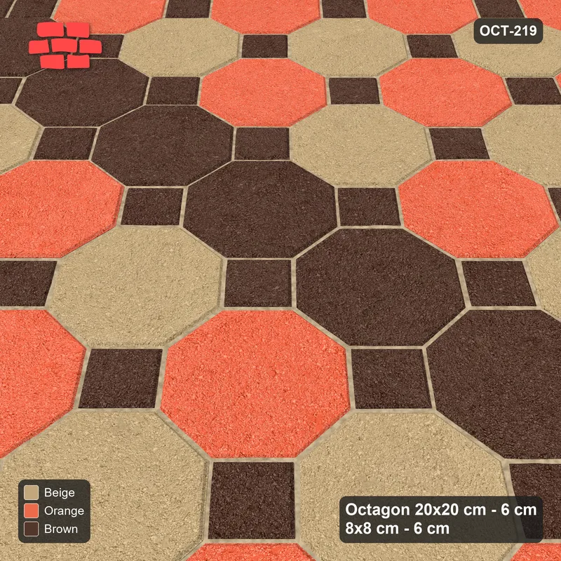 Interlock (Pasco) 20x20 cm · OCT-219 · Autumn Chequer with Feature Band with 8x8 Inserts, Kerb Frame · Side view Interlock (Pasco) 20x20 cm · OCT-219 · Autumn Chequer with Feature Band with 8x8 Inserts, Kerb Frame · Side view