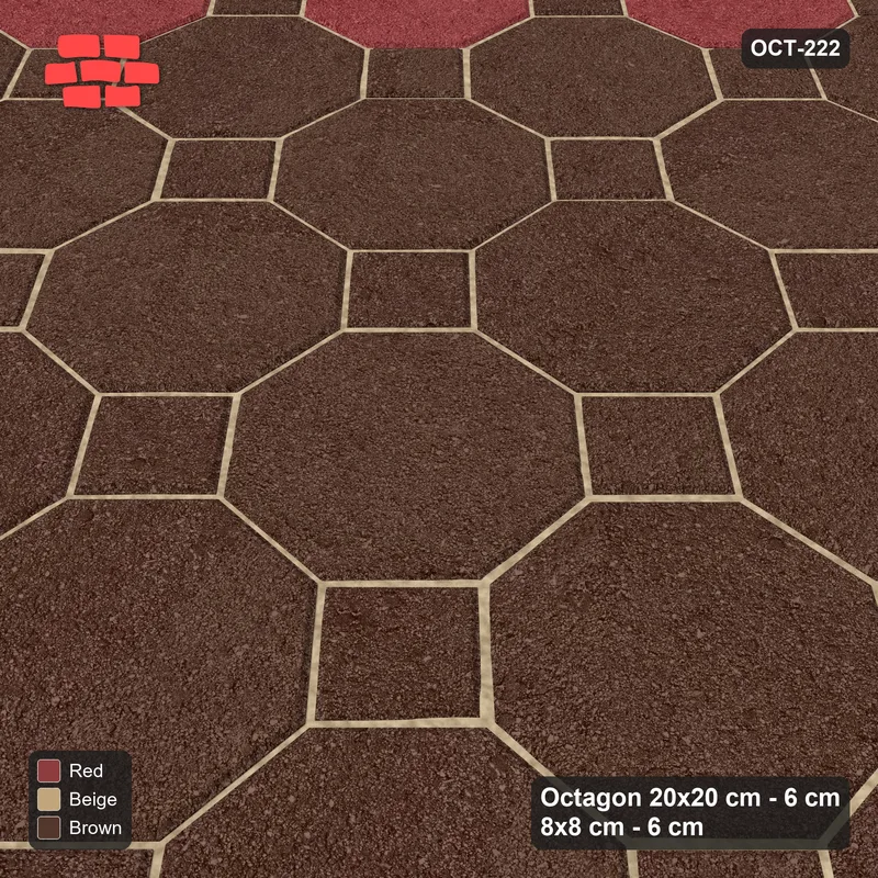 Interlock (Pasco) 20x20 cm · OCT-222 · Tuscany Chequer with Centre Medallion with 8x8 Inserts, Kerb Frame · Side view Interlock (Pasco) 20x20 cm · OCT-222 · Tuscany Chequer with Centre Medallion with 8x8 Inserts, Kerb Frame · Side view