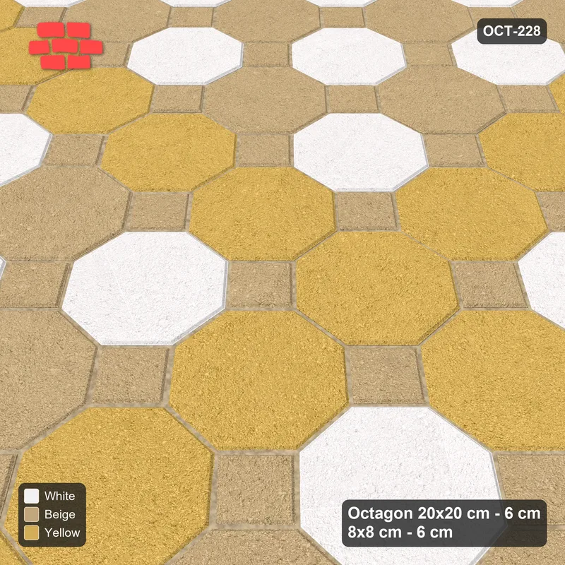 Interlock (Pasco) 20x20 cm · OCT-228 · Golden Sand Chequer with Cross with 8x8 Inserts, Kerb Frame · Side view Interlock (Pasco) 20x20 cm · OCT-228 · Golden Sand Chequer with Cross with 8x8 Inserts, Kerb Frame · Side view