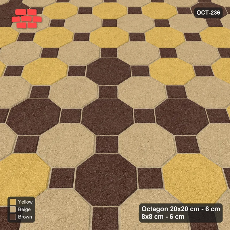 Interlock (Pasco) 20x20 cm · OCT-236 · Harvest Gold Chequer with Cluster Accents with 8x8 Inserts · Side view Interlock (Pasco) 20x20 cm · OCT-236 · Harvest Gold Chequer with Cluster Accents with 8x8 Inserts · Side view