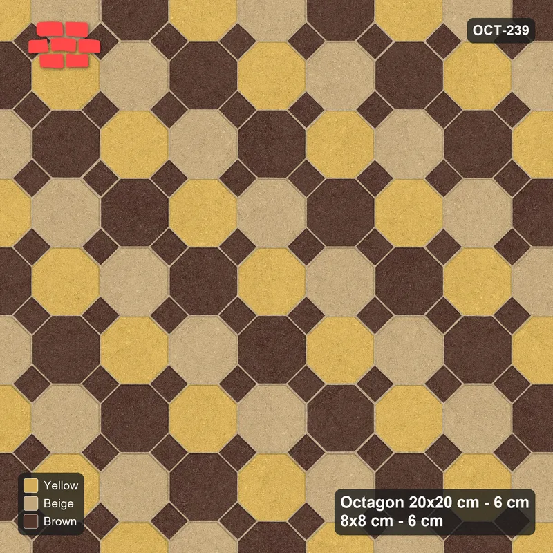 Interlock (Pasco) 20x20 cm · OCT-239 · Harvest Gold Tricolour Diagonal with 8x8 Inserts · Top view Interlock (Pasco) 20x20 cm · OCT-239 · Harvest Gold Tricolour Diagonal with 8x8 Inserts · Top view