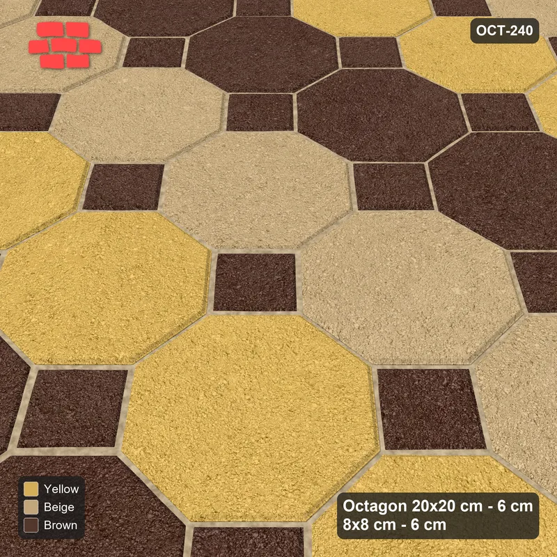 Interlock (Pasco) 20x20 cm · OCT-240 · Harvest Gold Three-Tone Courses with 8x8 Inserts, Kerb Frame · Side view Interlock (Pasco) 20x20 cm · OCT-240 · Harvest Gold Three-Tone Courses with 8x8 Inserts, Kerb Frame · Side view