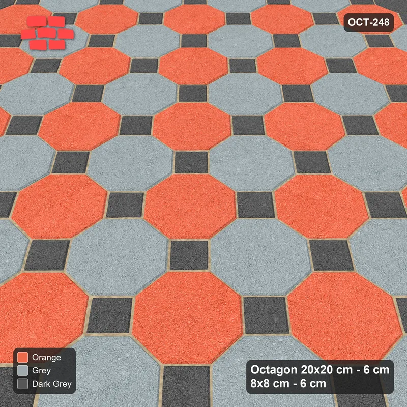 Interlock (Pasco) 20x20 cm · OCT-248 · Sunset Slate Chequer with Accent Border with 8x8 Inserts · Side view Interlock (Pasco) 20x20 cm · OCT-248 · Sunset Slate Chequer with Accent Border with 8x8 Inserts · Side view