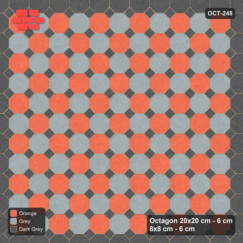 Interlock (Pasco) 20x20 cm · OCT-248 · Sunset Slate Chequer with Accent Border with 8x8 Inserts · Top view Interlock (Pasco) 20x20 cm · OCT-248 · Sunset Slate Chequer with Accent Border with 8x8 Inserts · Top view