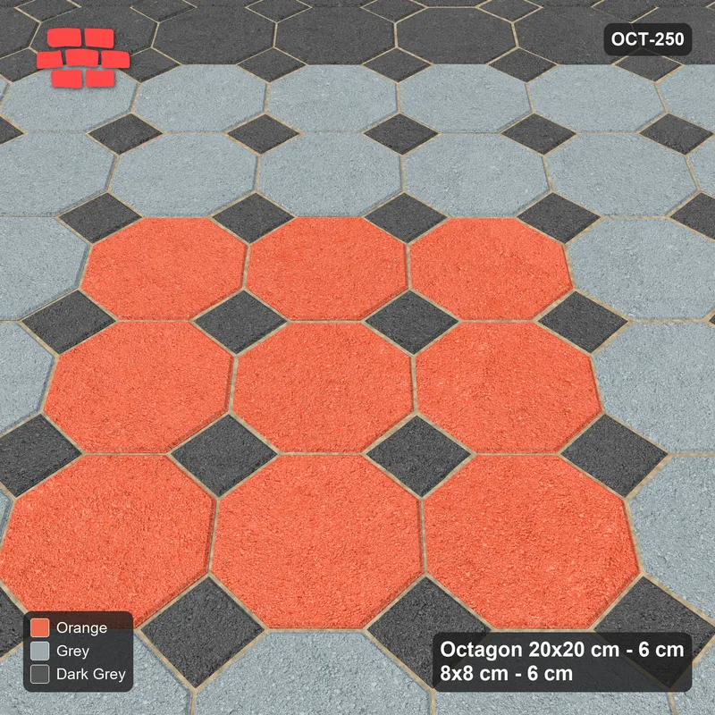 Interlock (Pasco) 20x20 cm · OCT-250 · Sunset Slate Wide Three-Tone Rings on the Diagonal with 8x8 Inserts · Side view Interlock (Pasco) 20x20 cm · OCT-250 · Sunset Slate Wide Three-Tone Rings on the Diagonal with 8x8 Inserts · Side view