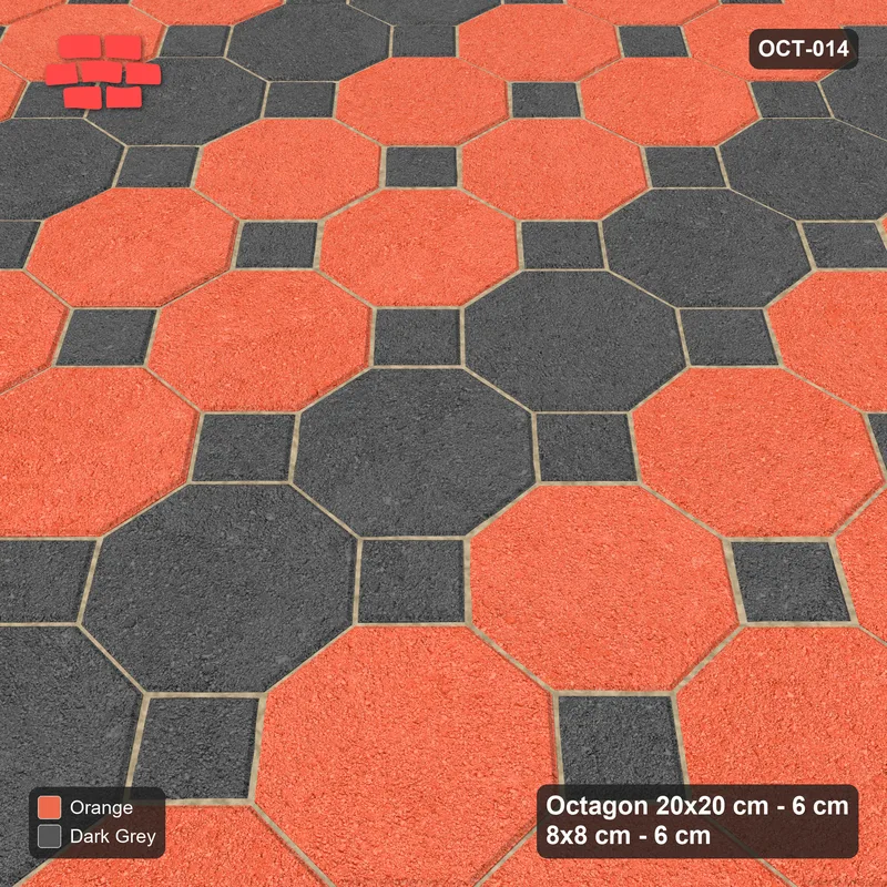 انٹرلاک (پاسکو) 20x20 سینٹی میٹر · OCT8-014 · Panelled Terrace کے ساتھ 8x8 انسرٹس · سائیڈ منظر