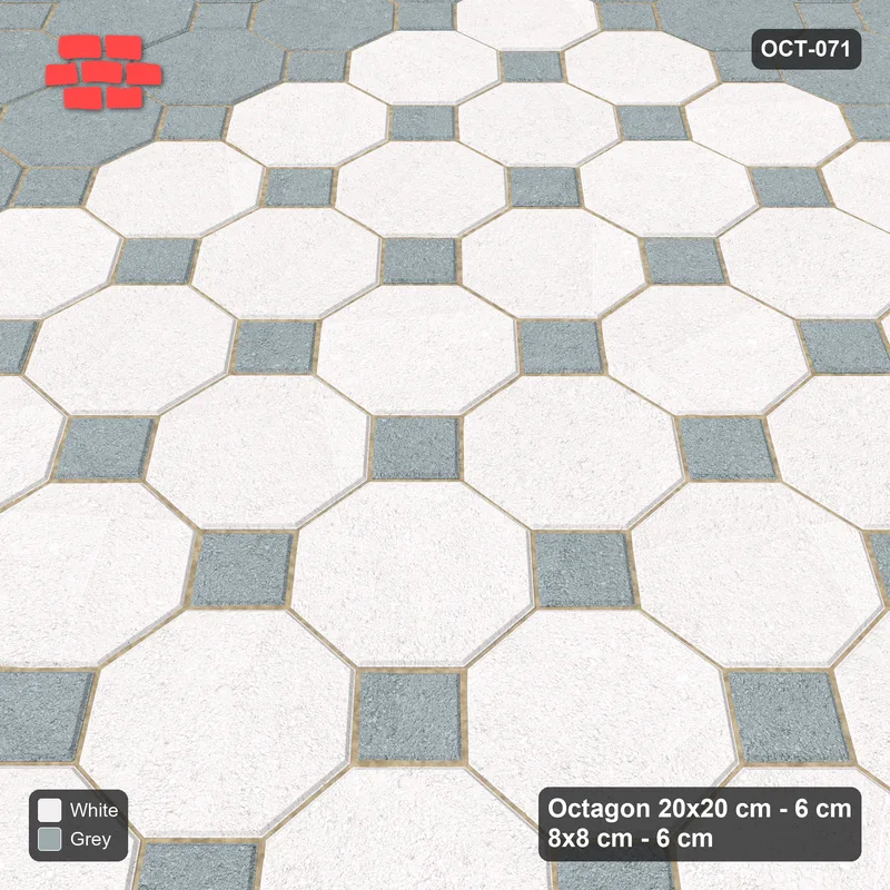 انٹرلاک (پاسکو) 20x20 سینٹی میٹر · OCT8-071 · ترچھا مثمن Chequerboard Depot Apron · سائیڈ منظر