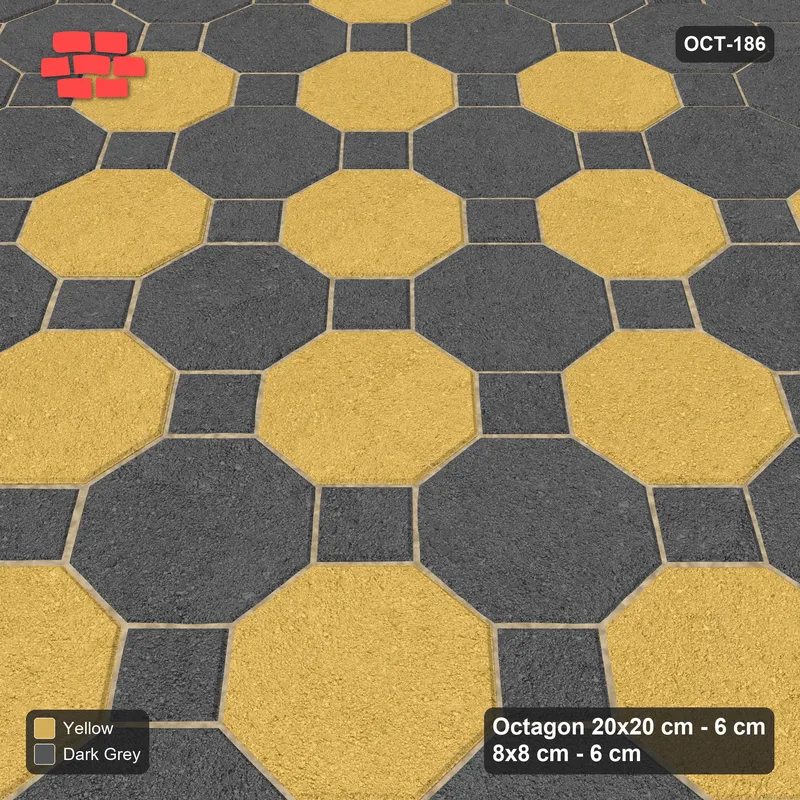 Interlock (Pasco) 20x20 cm · OCT8-186 · Angled Chequered Crossroads Villa Entrance · Side view Interlock (Pasco) 20x20 cm · OCT8-186 · Angled Chequered Crossroads Villa Entrance · Side view