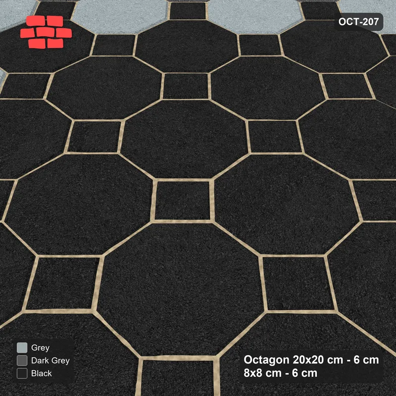 Interlock (Pasco) 20x20 cm · OCT8-207 · Diamond Rings Mosque Court with 8x8 inserts · Side view
