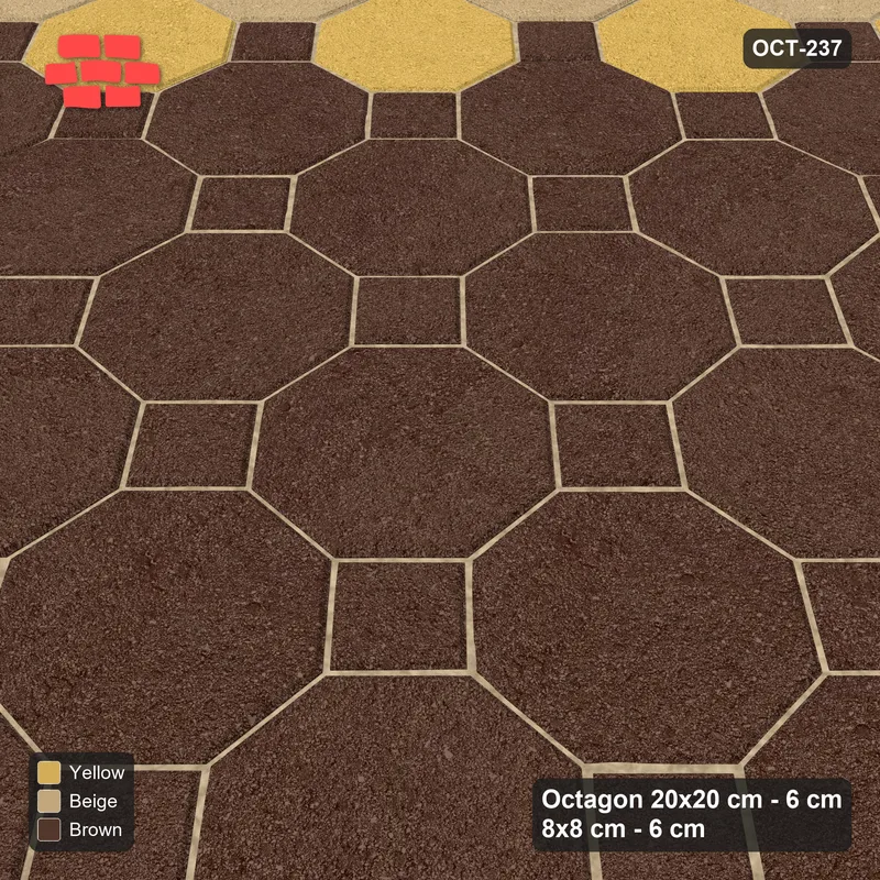Interlock (Pasco) 20x20 cm · OCT8-237 · Split Chequerboard Mosque Court with 8x8 inserts · Side view