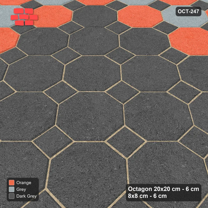 Interlock (Pasco) 20x20 cm · OCT8-247 · Tonal Octagon Car Park with 8x8 inserts · Side view
