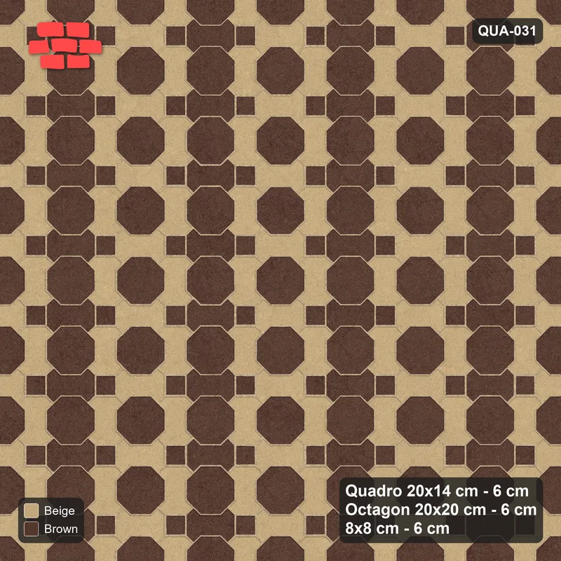 Interlock (Pasco) 20x14 cm · QUA-031 · Quadro-Octagon-8x8 grid, alternating Quadro files (Sandstone), no kerb · Top view Interlock (Pasco) 20x14 cm · QUA-031 · Quadro-Octagon-8x8 grid, alternating Quadro files (Sandstone), no kerb · Top view