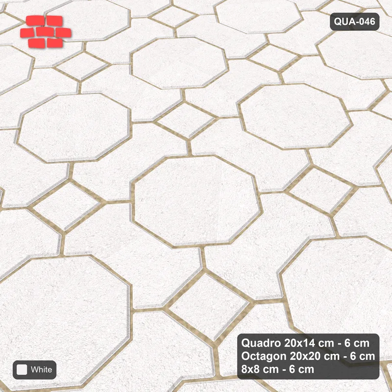 Interlock (Pasco) 20x14 cm · QUA-046 · Quadro-Octagon-8x8 grid, uniform roles, 5 deg (Pure White), no kerb · Side view Interlock (Pasco) 20x14 cm · QUA-046 · Quadro-Octagon-8x8 grid, uniform roles, 5 deg (Pure White), no kerb · Side view