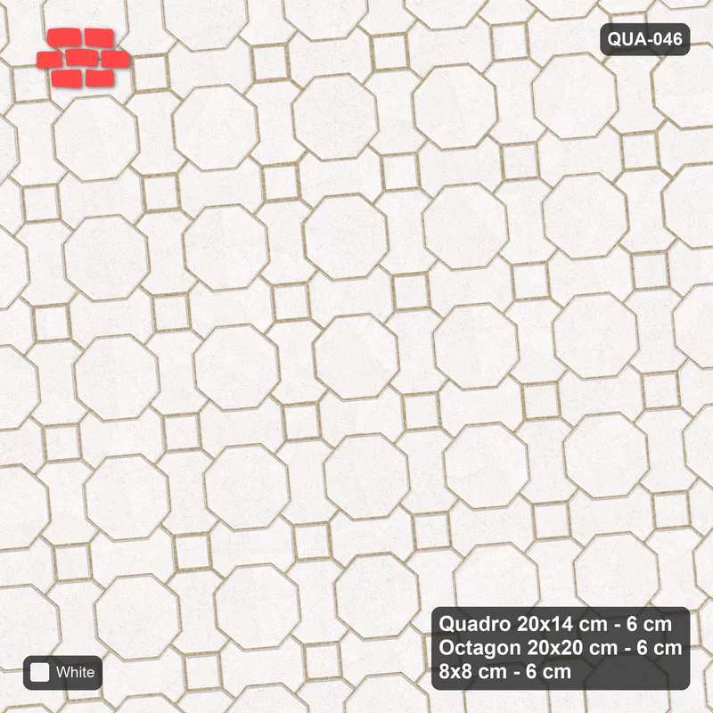 Interlock (Pasco) 20x14 cm · QUA-046 · Quadro-Octagon-8x8 grid, uniform roles, 5 deg (Pure White), no kerb · Top view Interlock (Pasco) 20x14 cm · QUA-046 · Quadro-Octagon-8x8 grid, uniform roles, 5 deg (Pure White), no kerb · Top view
