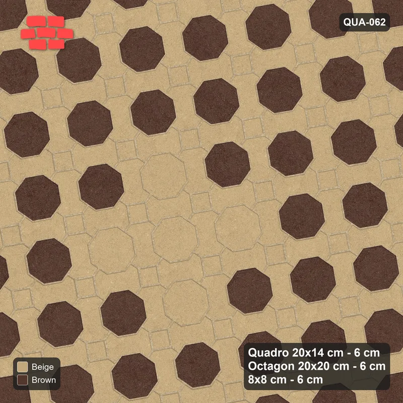 Interlock (Pasco) 20x14 cm · QUA-062 · Quadro-Octagon-8x8 grid, diamond octagon feature, 10 deg (Sandstone), no kerb · Top view Interlock (Pasco) 20x14 cm · QUA-062 · Quadro-Octagon-8x8 grid, diamond octagon feature, 10 deg (Sandstone), no kerb · Top view