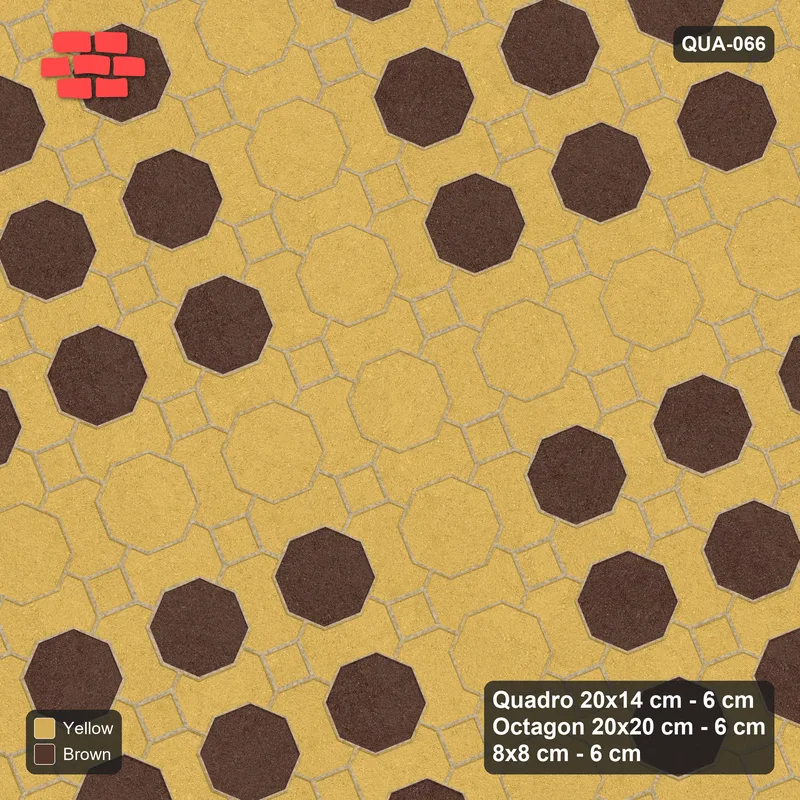 Interlock (Pasco) 20x14 cm · QUA-066 · Quadro-Octagon-8x8 grid, octagon cross, 22 deg (Harvest), no kerb · Top view Interlock (Pasco) 20x14 cm · QUA-066 · Quadro-Octagon-8x8 grid, octagon cross, 22 deg (Harvest), no kerb · Top view