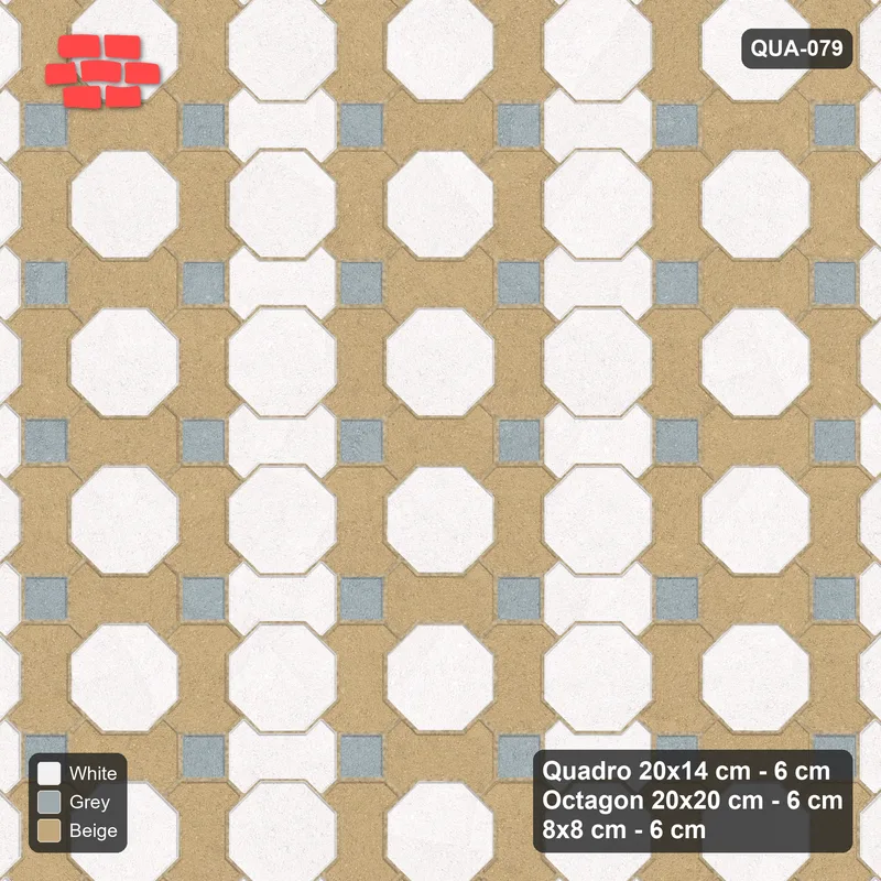 Interlock (Pasco) 20x14 cm · QUA-079 · Quadro-Octagon-8x8 grid, alternating Quadro files (Coastal), Kerb 54H kerb · Top view Interlock (Pasco) 20x14 cm · QUA-079 · Quadro-Octagon-8x8 grid, alternating Quadro files (Coastal), Kerb 54H kerb · Top view