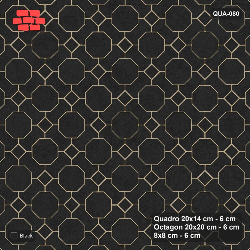 Interlock (Pasco) 20x14 cm · QUA-080 · Quadro-Octagon-8x8 grid, uniform roles, 45 deg (Graphite), no kerb · Top view Interlock (Pasco) 20x14 cm · QUA-080 · Quadro-Octagon-8x8 grid, uniform roles, 45 deg (Graphite), no kerb · Top view