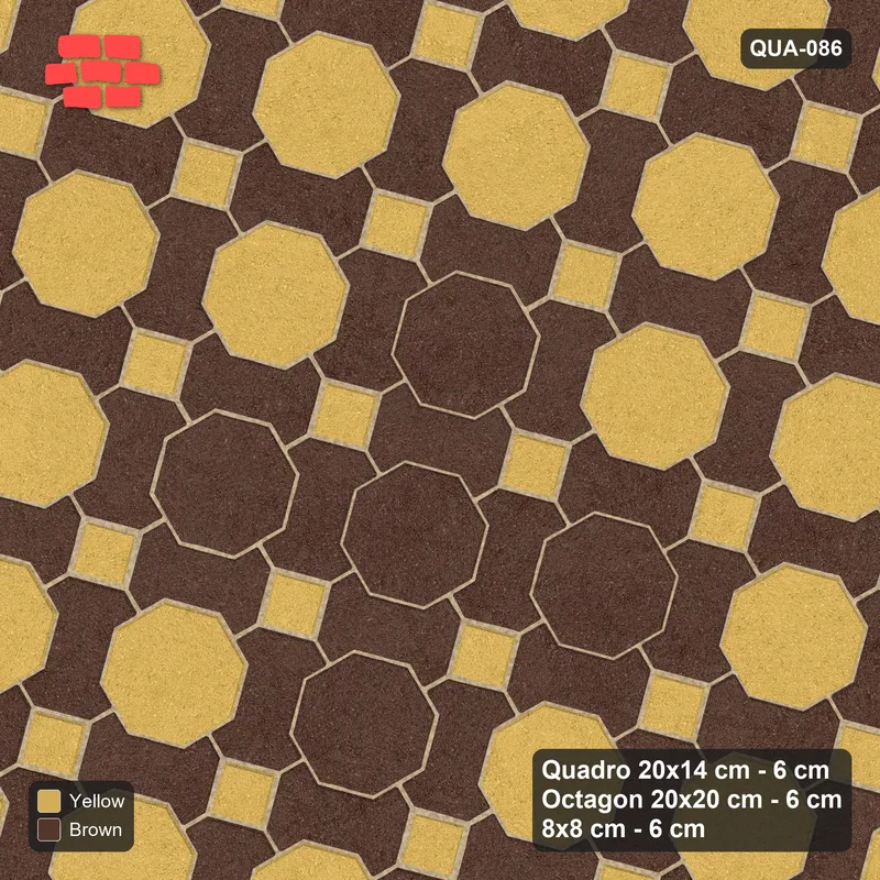 Interlock (Pasco) 20x14 cm · QUA-086 · Quadro-Octagon-8x8 grid, diamond octagon feature, 75 deg (Harvest), Kerb 38H kerb · Top view Interlock (Pasco) 20x14 cm · QUA-086 · Quadro-Octagon-8x8 grid, diamond octagon feature, 75 deg (Harvest), Kerb 38H kerb · Top view