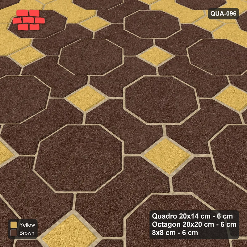 Interlock (Pasco) 20x14 cm · QUA-096 · Quadro-Octagon-8x8 grid, accent Quadro ring (Harvest), no kerb · Side view Interlock (Pasco) 20x14 cm · QUA-096 · Quadro-Octagon-8x8 grid, accent Quadro ring (Harvest), no kerb · Side view