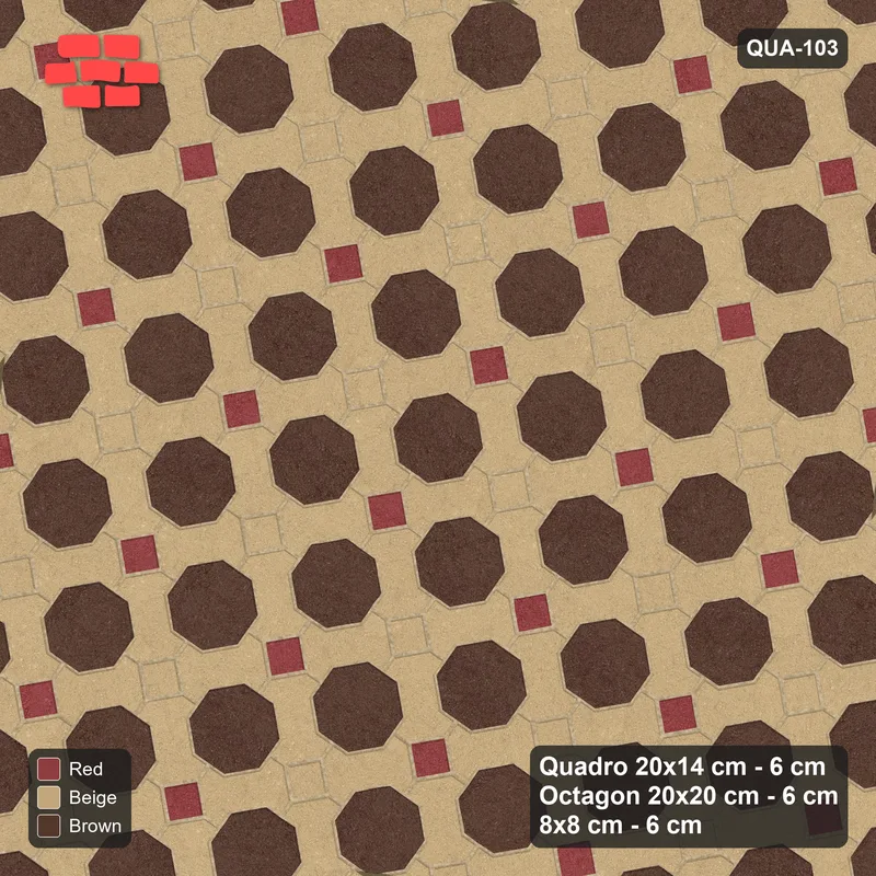 Interlock (Pasco) 20x14 cm · QUA-103 · Quadro-Octagon-8x8 grid, chequered cubes, 10 deg (Tuscany), Kerb 42H kerb · Top view Interlock (Pasco) 20x14 cm · QUA-103 · Quadro-Octagon-8x8 grid, chequered cubes, 10 deg (Tuscany), Kerb 42H kerb · Top view