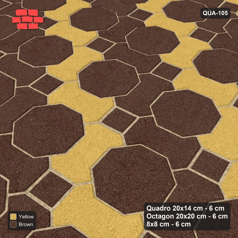 Interlock (Pasco) 20x14 cm · QUA-105 · Quadro-Octagon-8x8 grid, chequered Quadros, 10 deg (Harvest), Kerb 54B kerb · Side view Interlock (Pasco) 20x14 cm · QUA-105 · Quadro-Octagon-8x8 grid, chequered Quadros, 10 deg (Harvest), Kerb 54B kerb · Side view
